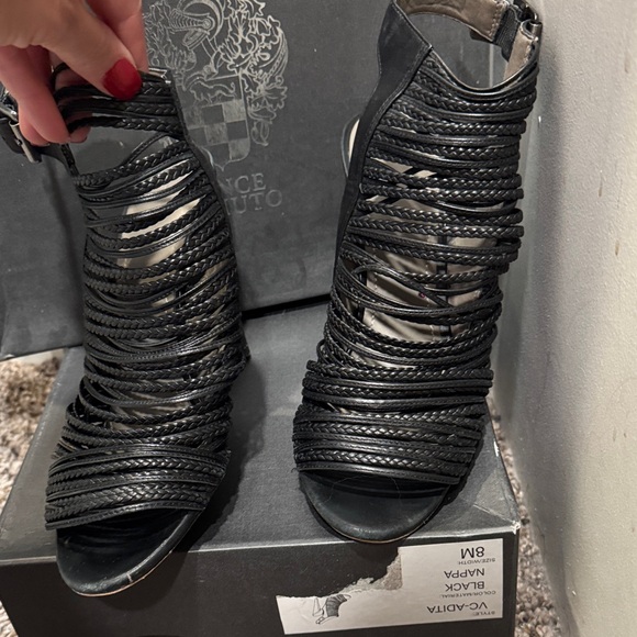 Vince Camuto Strappy Black Heels - Picture 1 of 3